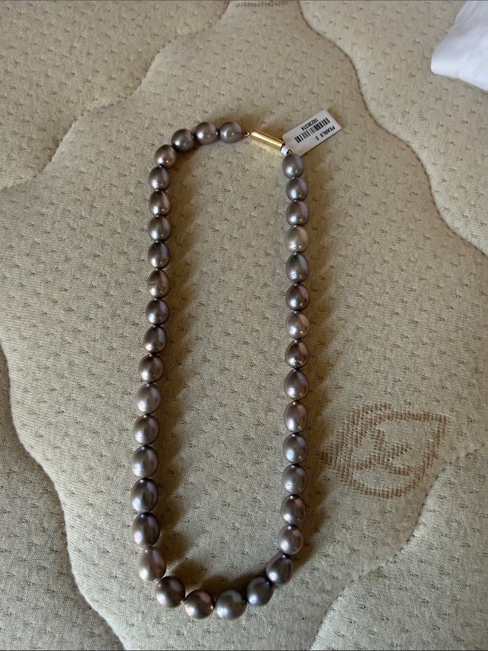 Classic genuine lab grown Grey Pearl Strand Necklace with Golden Clasp